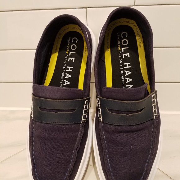 Men’s Cole Haan GRAND360 Rally Blue Canvas Penny Loafers Size 9M (C34726) EUC - Picture 2 of 9